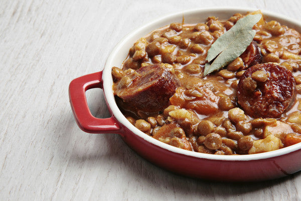Braised Lentils with Smoked Sausage: Ft in Montocristo Magazine - Well Seasoned