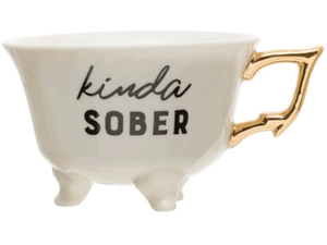 Creative Co-op “Boozy” Stoneware Footed Teacups