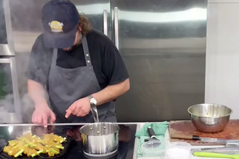 Cook Along with Chef Deniz: Charred Lemongrass Skewers With Young Leeks And Sweet Soy