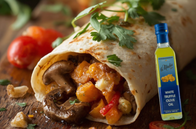 Roasted Squash, Goat Cheese & Mushroom Burrito