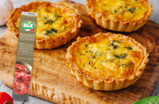 Sun-Dried Tomato Pesto, Spinach & Feta Quiche
