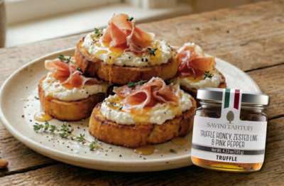 Truffle Honey & Whipped Ricotta Crostini