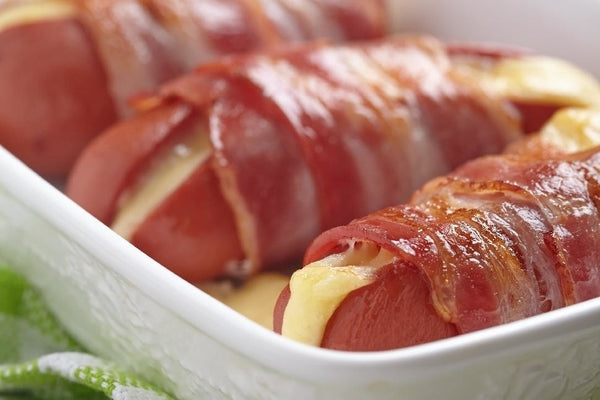 Bacon Wrapped & Cheese Stuffed Hot Dogs