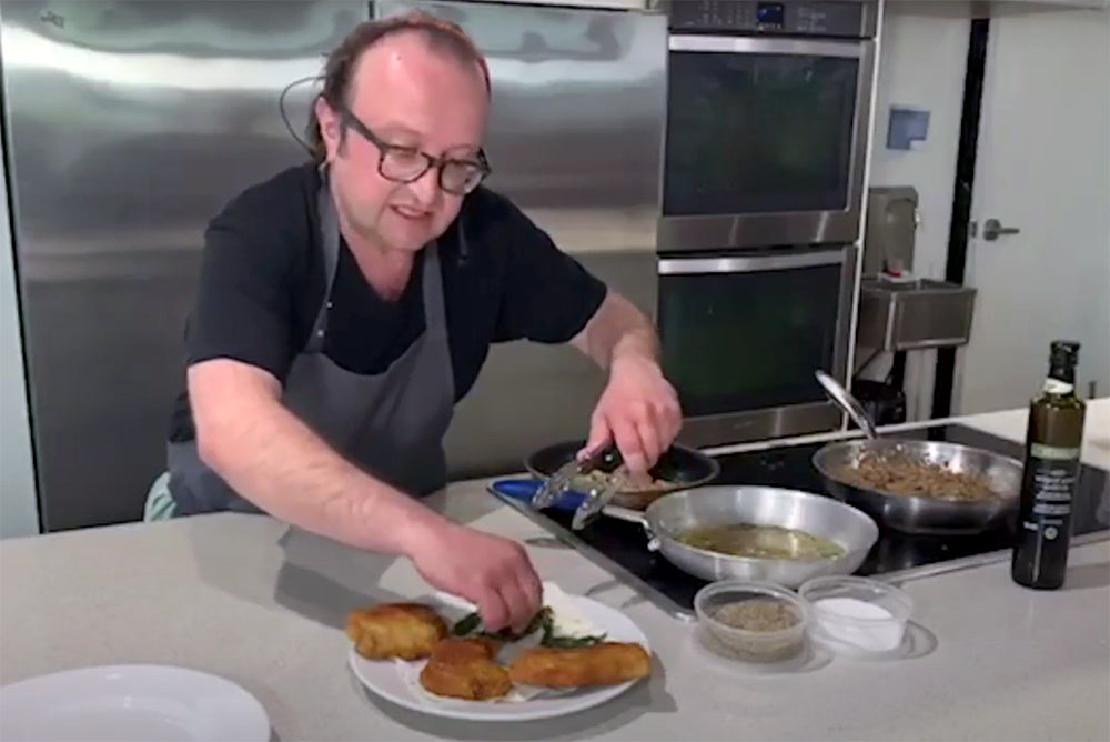 Cook Along with Chef Deniz: Crispy Pork Tenderloin with Porcini Sauce and Sage Spaetzle
