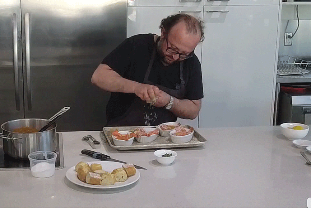 Cook Along with Chef Deniz: Spot Prawn Gratin with Tomatoes, Chilies and Smoked Sausage