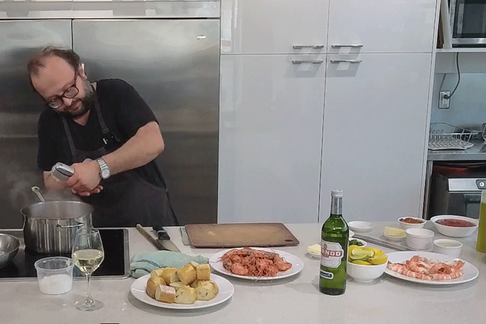 Cook Along with Chef Deniz: Spot Prawns Roasted in Garlic Butter with Sambuca and Herbs