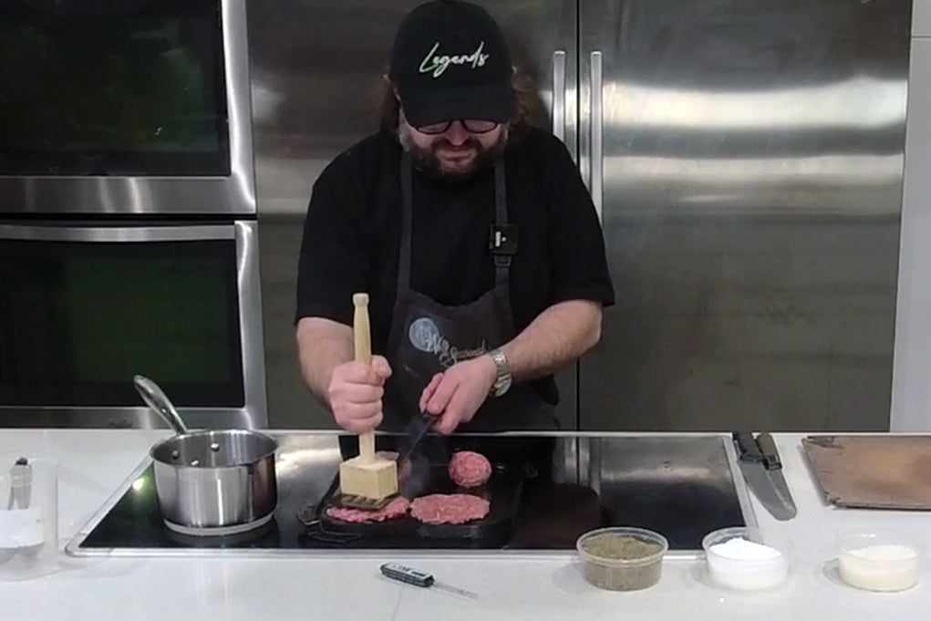 Cook Along with Chef Deniz: Classical Cheeseburger with Smashed Patties, Onions, and Cured Tomatoes