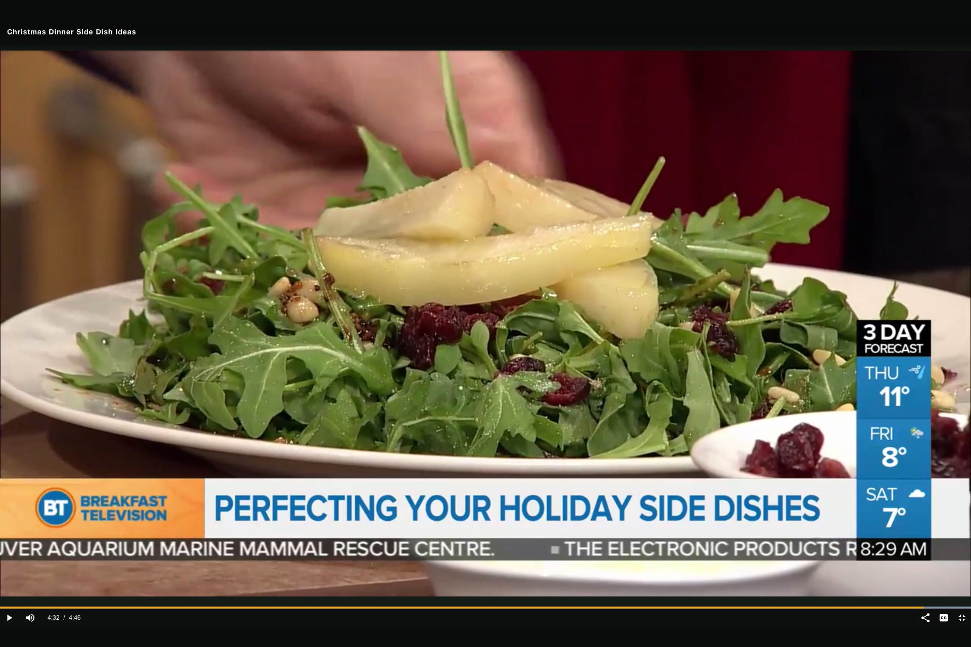 Roasted Pear & Arugulas Salad with Cranberries and Maple Vinaigrette: Holiday Dinner Side Dishes - As seen on Breakfast TV