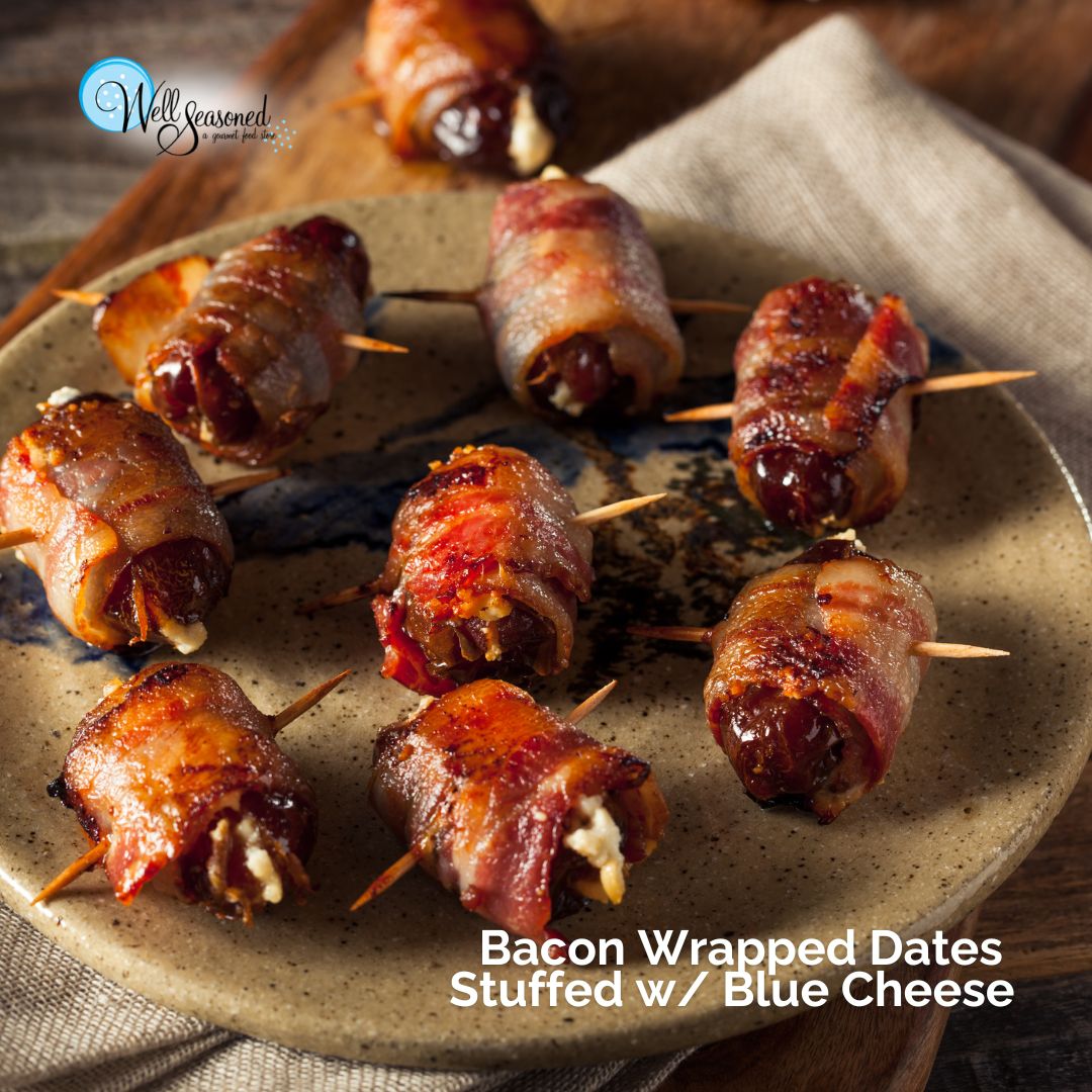 Bacon Wrapped Dates Stuffed w/ Blue Cheese