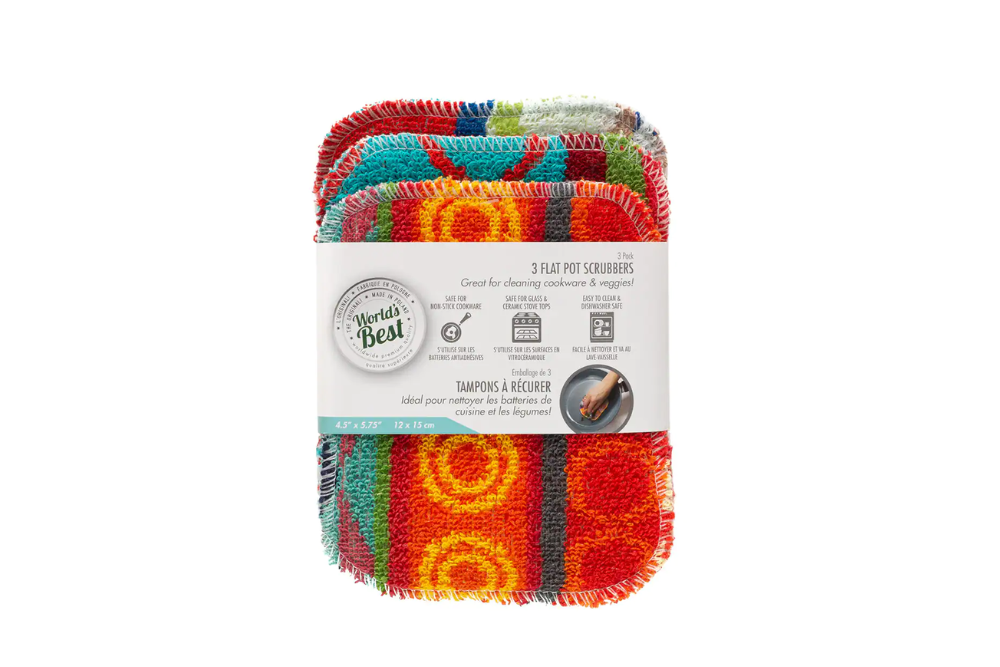 World’s Best 2 Flat + 1 Foam Pot Scrubber