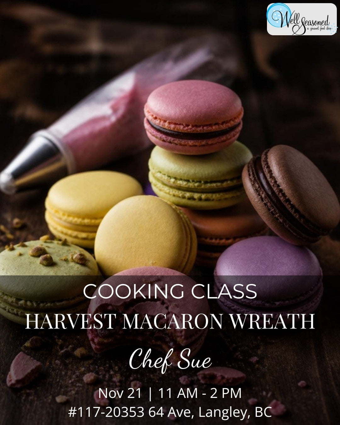 Sat Nov 21 | Harvest Macaron Wreath | Chef Sue
