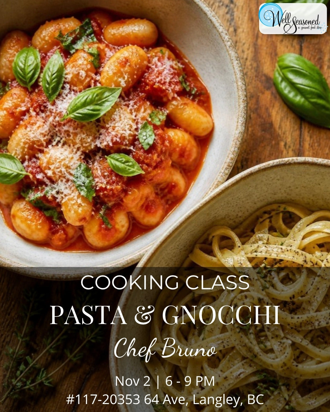 Nov 2 |  Pasta & Gnocchi w/ Chef Bruno
