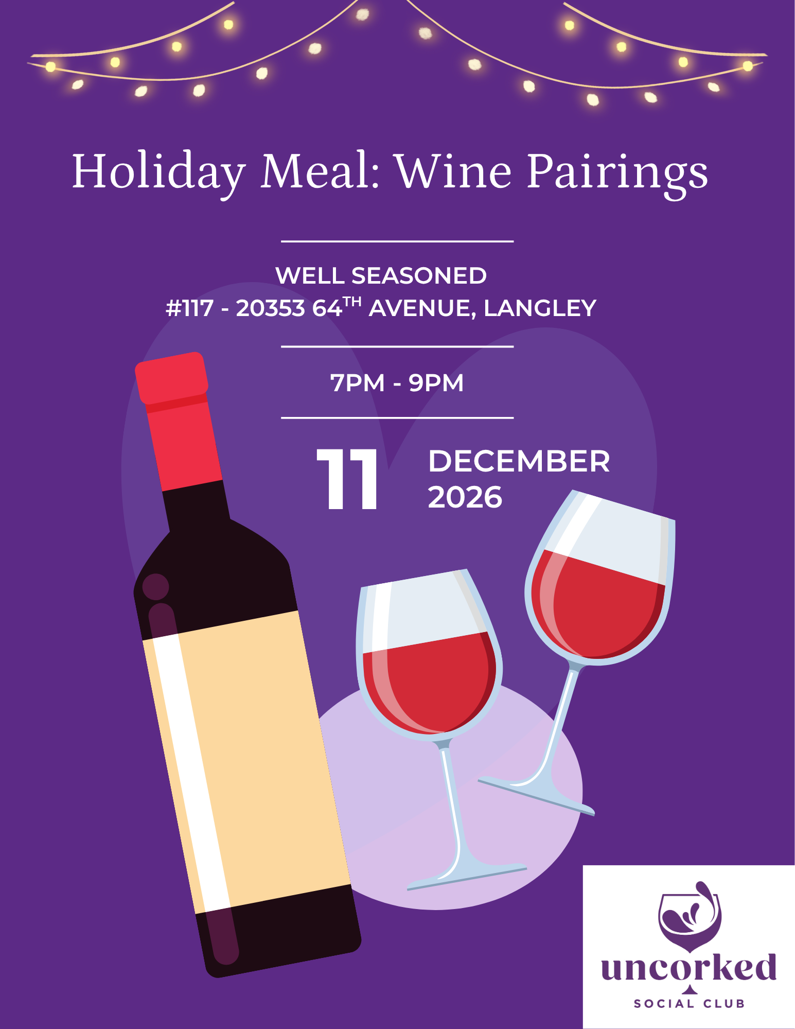Dec 11 | Holiday Meal: Wine Pairings w/ Uncorked Social Club