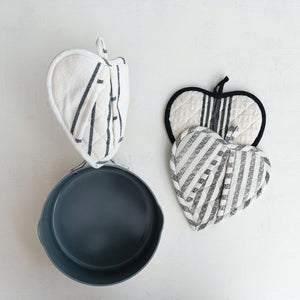 Creative Co-op | Cotton Quilted Heart Shape Pot Holders