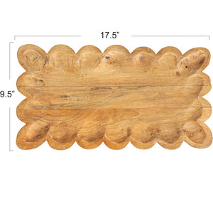 Creative Co-op | Mango Wood Tray with Scalloped Edge