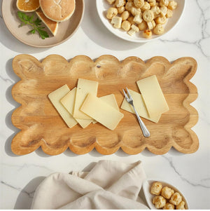 Creative Co-op | Mango Wood Tray with Scalloped Edge
