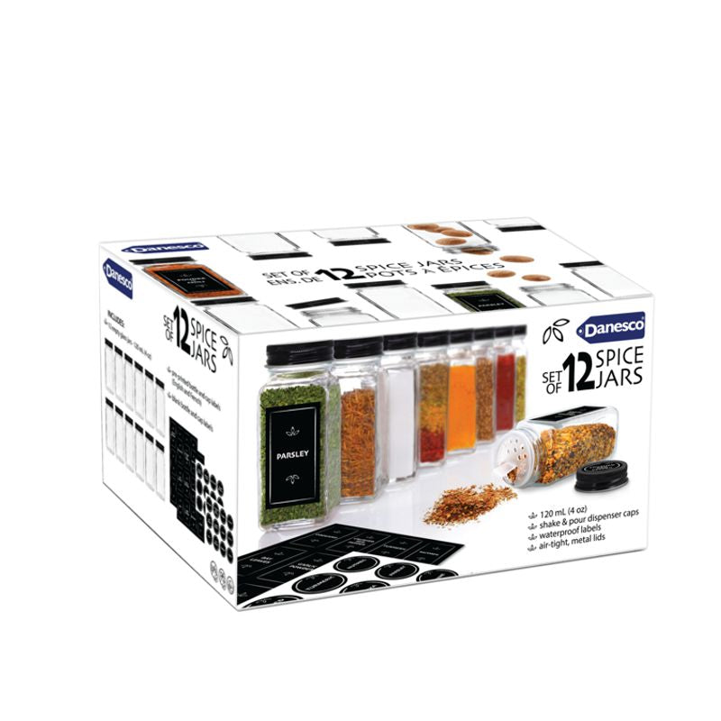 Danesco | Spice Jar Set of 12 & Labels