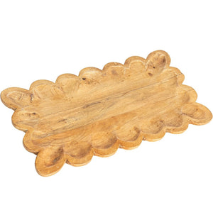Creative Co-op | Mango Wood Tray with Scalloped Edge