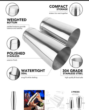 Final Touch | Stainless Steel Boston Cocktail Shaker