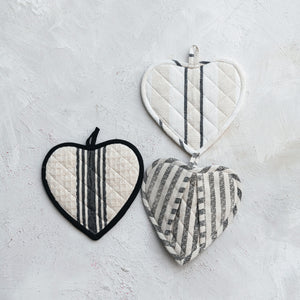 Creative Co-op | Cotton Quilted Heart Shape Pot Holders