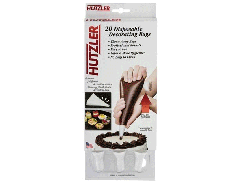 Hutzler Disposable Decorating Bags 20 with 3 Nozzles